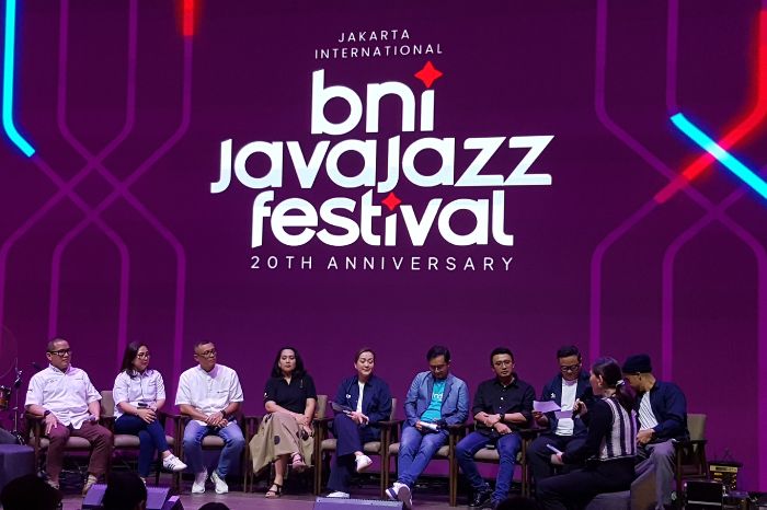 Foto : Konferensi pers BNI Java Jazz Festival 20th Anniversary di kawasan Senayan, Jakarta Pusat pada Rabu, 19 Maret 2025 dihadiri oleh Dewi Gontha, Presiden Direktur Java Festival Production bersama Tim Program Java Festival Production, Perwakilan Sponsor, serta Artis & Musisi Java Jazz Festival 2025. 